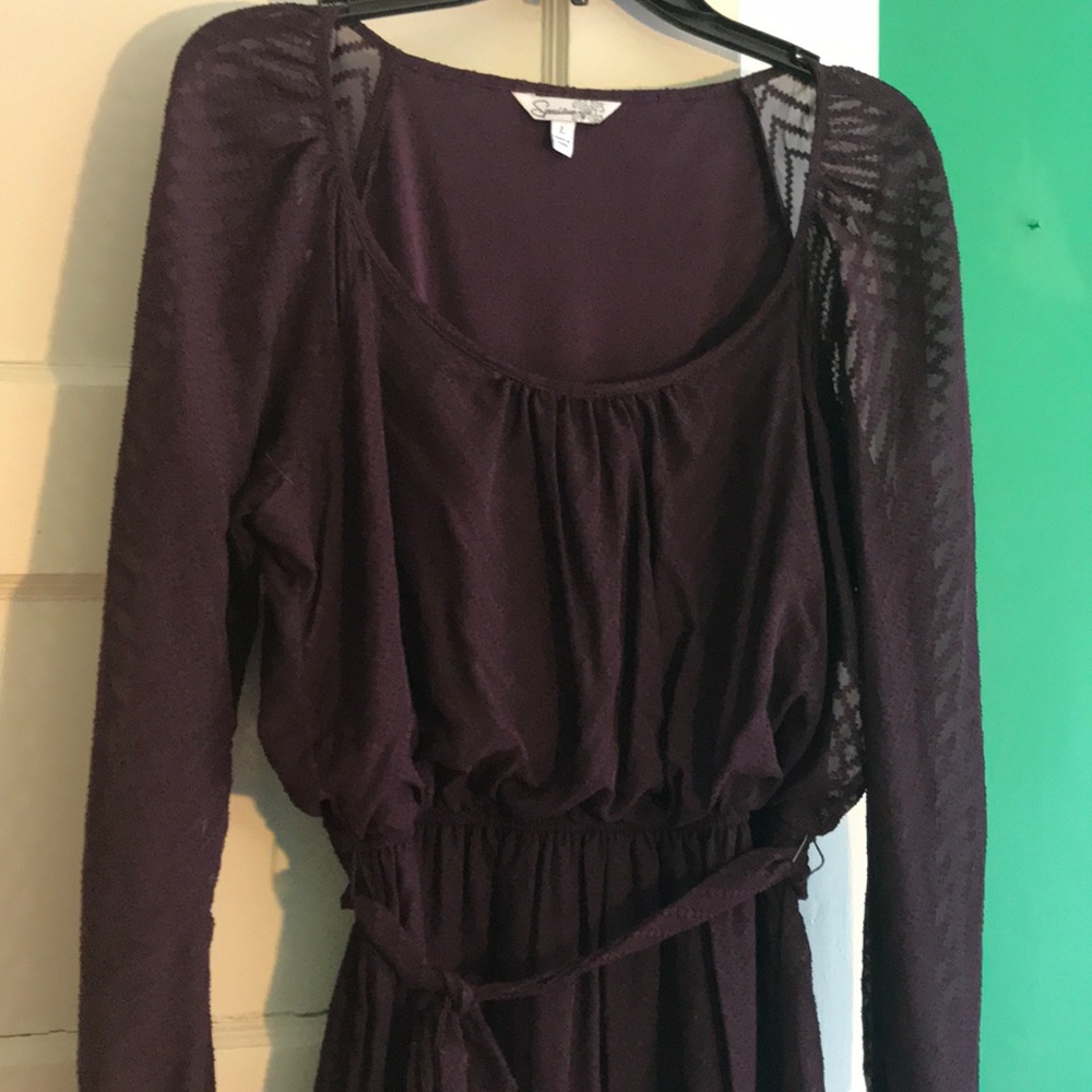speechless long sleeve dress with sheer sleeves